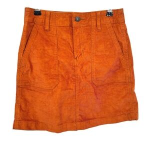 Corduroy Mini Skirt 0 Burnt Orange Utility Pocket Vintage Academia 90s Retro